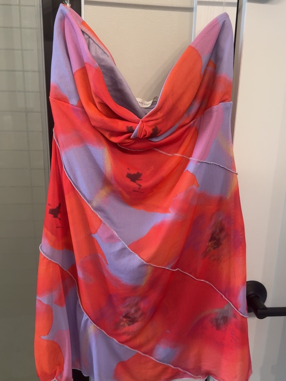 Altar'd State Coral and Lavender Cowl Neck Slip Dress